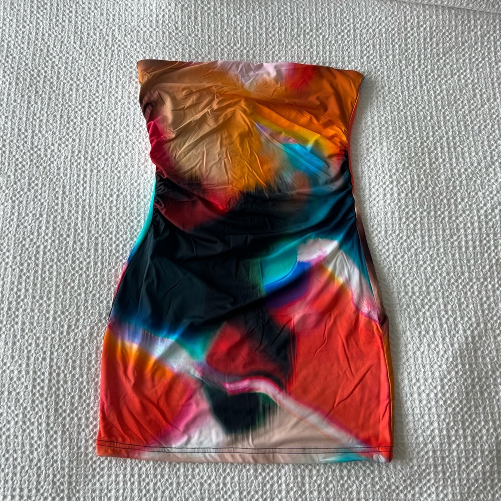 White Fox Mind Games Strapless Mini Dress Flame Aura